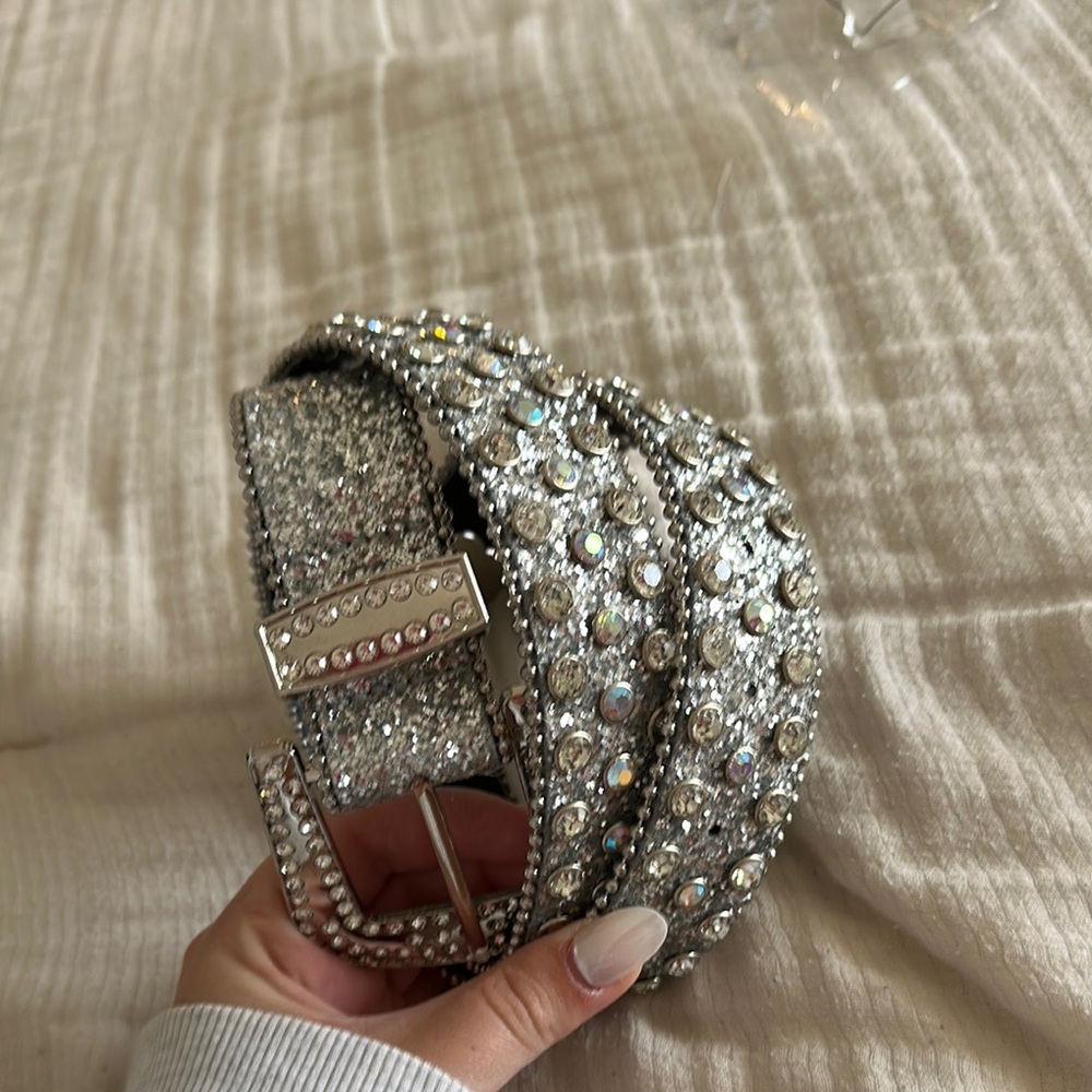 SHEIN Sparkling Silver Rhinestone Belt